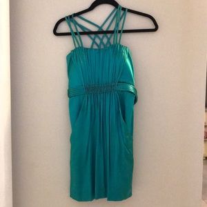 Short blue strappy dress